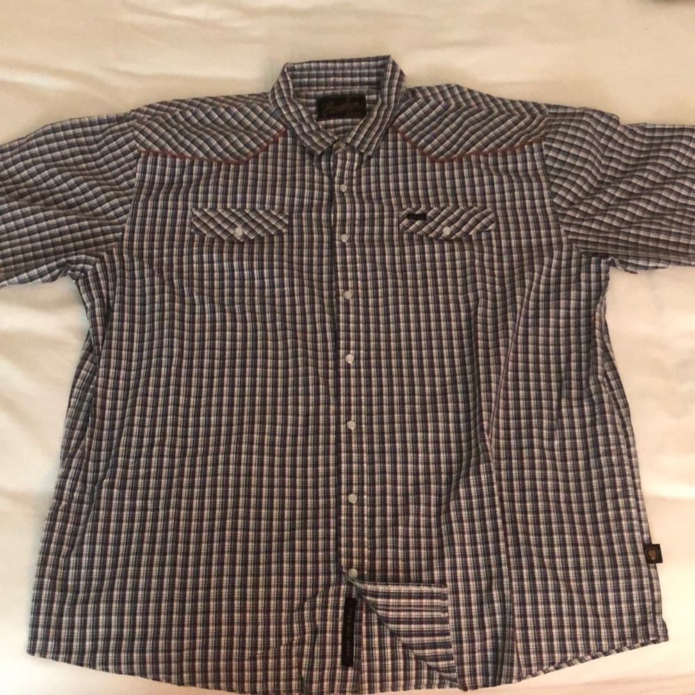 Pearl snap short sleeve button down casual shirt